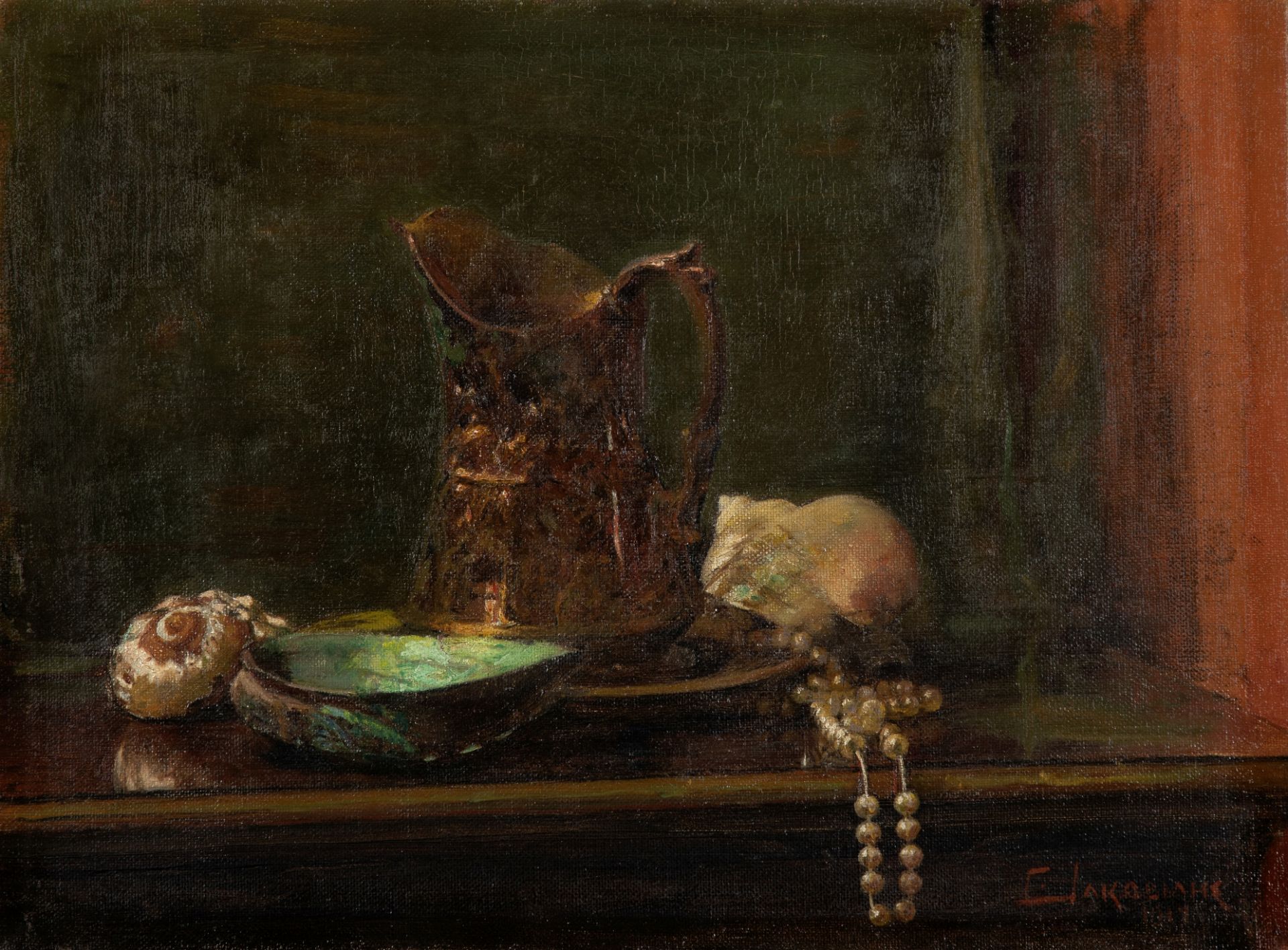 Georgios Jakobides (Greek, 1852-1932) Nature morte aux coquillages (Peint en 1917.signed in Greek...