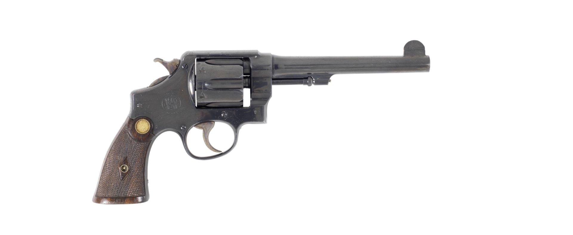 A .455 (Eley) 'Second Model Hand Ejector' revolver by Smith & Wesson, no. 12542 In its leather ho...