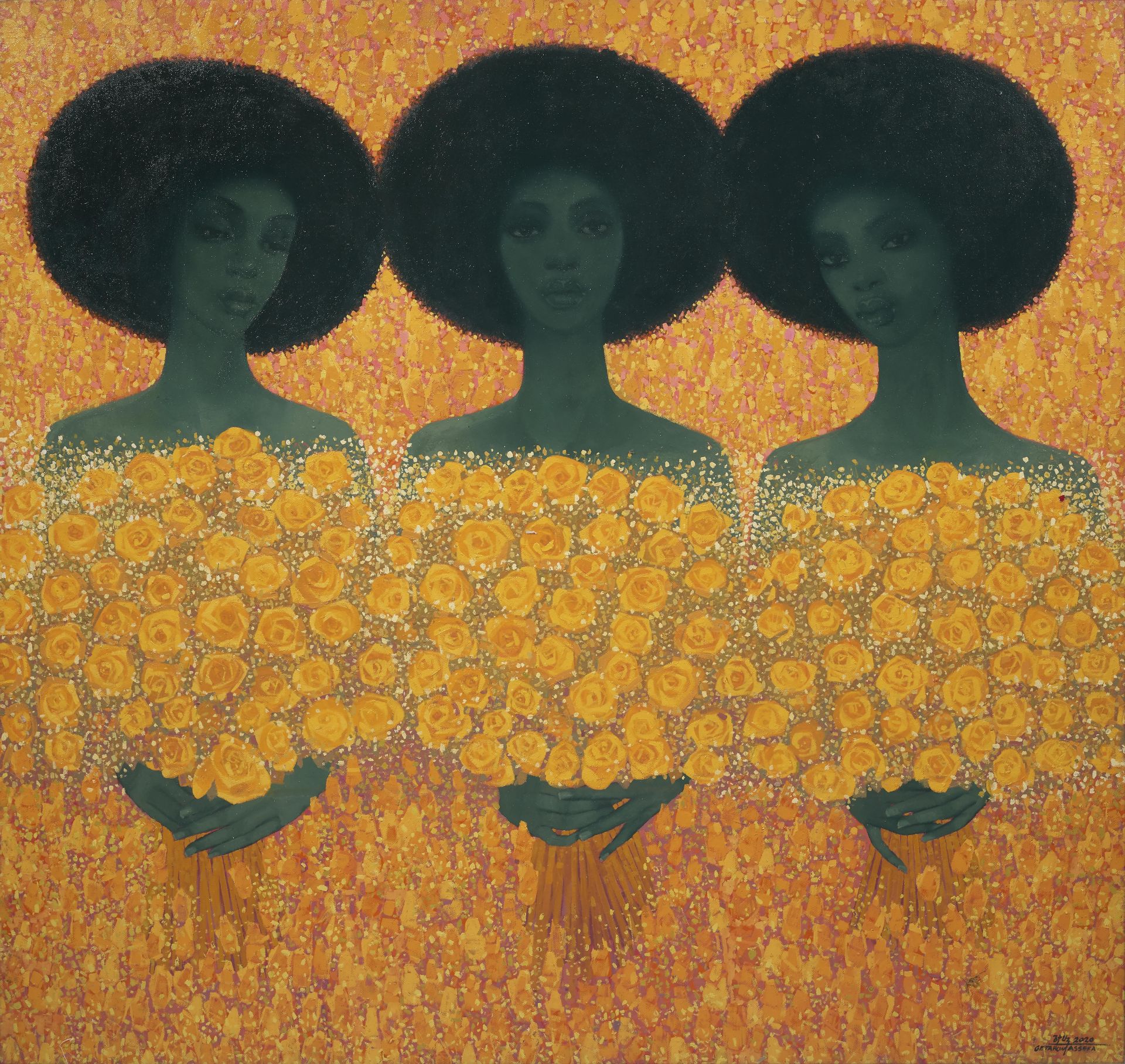 Getahun Assefa Balcha (Ethiopie, n&#233; en 1967) Yellow Flowers, 2020