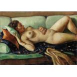 Mahmoud Said (Egypt, 1897-1964) Nu couch&#233; au divan blue (Nude Reclining on a Blue Couch)