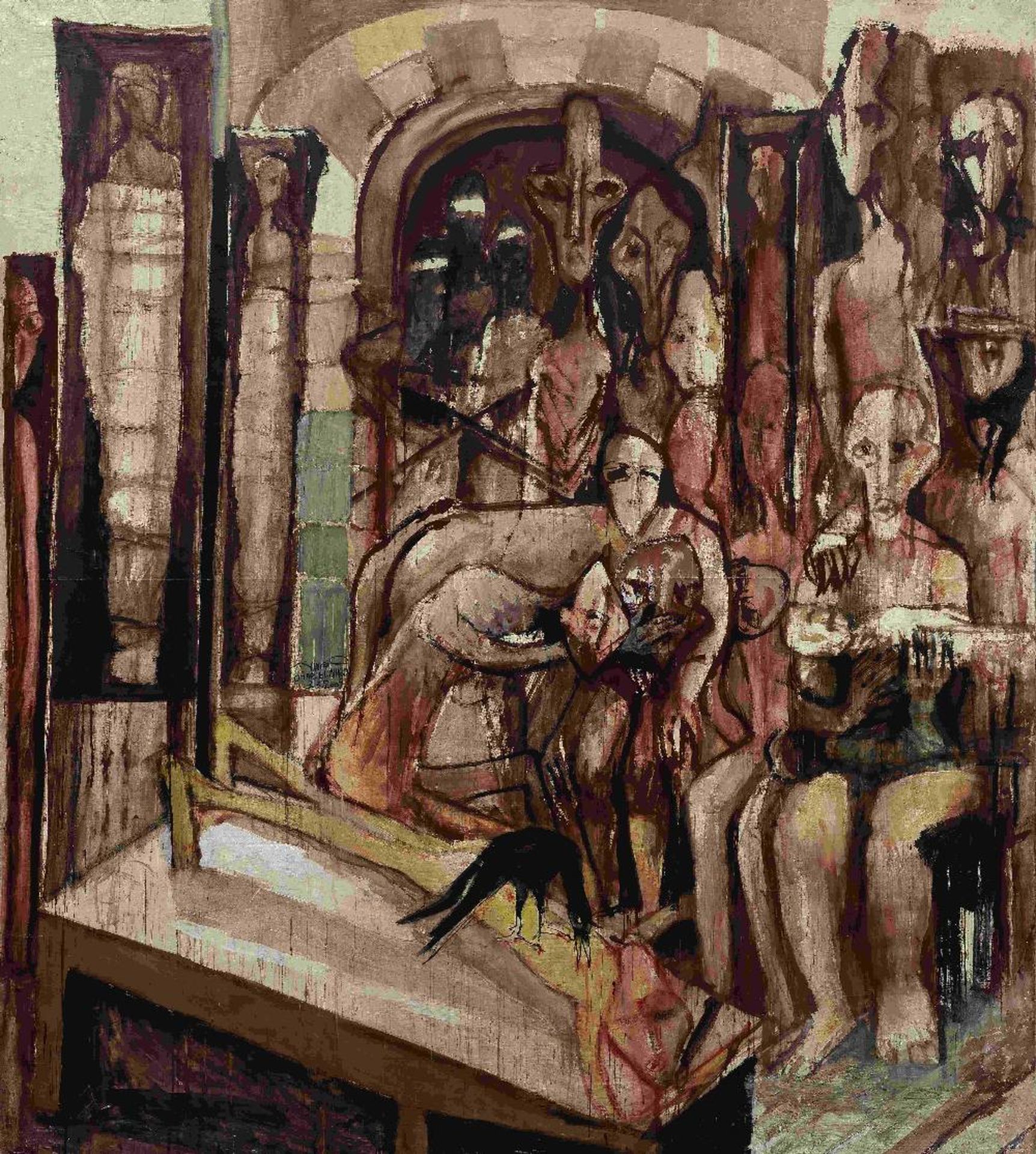 Omar El-Nagdi (Egypt, 1931-2019) Gaza 250 x 225 cm per panel - Image 5 of 9