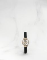 Chopard. Montre bracelet de dame en or jaune 18K (750) et diamants mouvement quartz Chopard. A la...