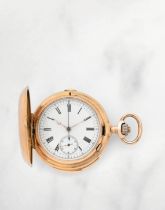 J.Pourrat et Fils, Gen&#232;ve. Montre de gousset &#224; clapet en or jaune 18K (750) chronograph...
