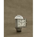 Jaeger-LeCoultre. Chronographe bracelet en acier rectangulaire r&#233;versible avec indication su...