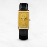 Corum. Montre bracelet en or jaune 18K (750) de forme rectangulaire avec cadran lingot mouvement ...