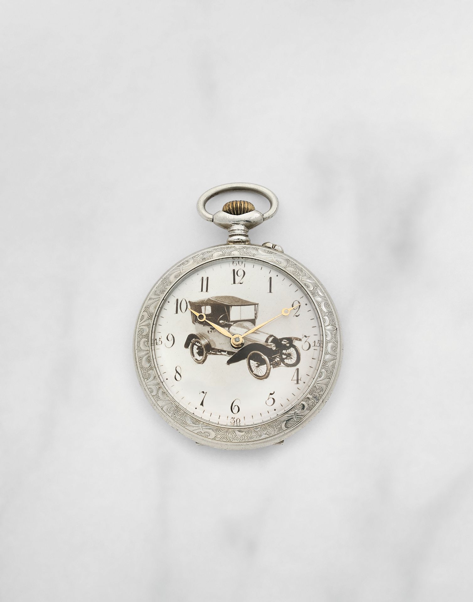 Montre de gousset &#224; cadran ouvert en metal argent&#233; remontoir au pendant A silver plated...