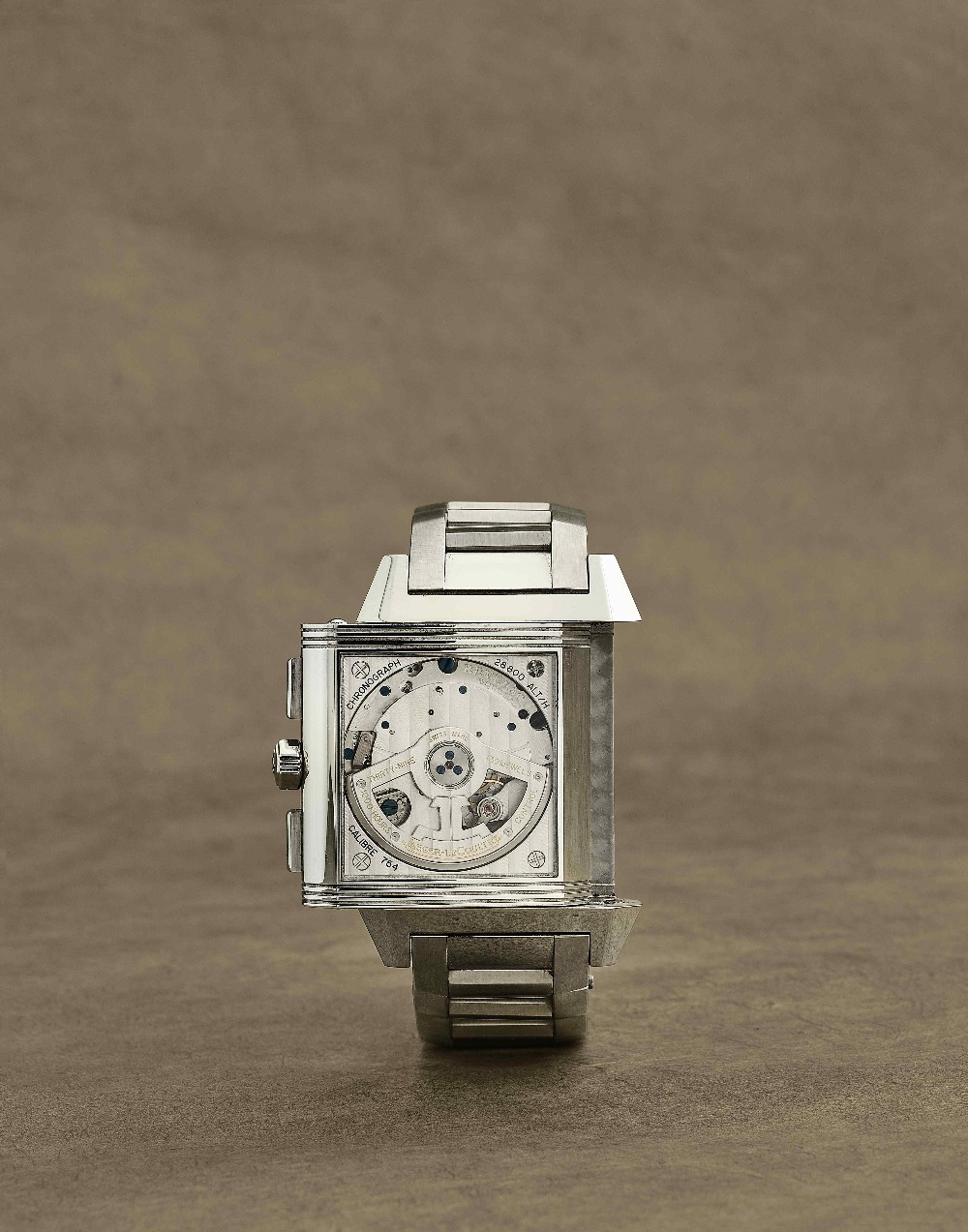 Jaeger-LeCoultre. Chronographe bracelet en acier rectangulaire r&#233;versible avec indication su... - Image 2 of 2