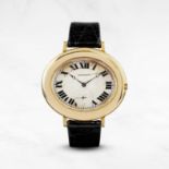 Movado. Rare montre bracelet surdimensionn&#233;e en or jaune 18K (750) de forme ovale mouvement ...