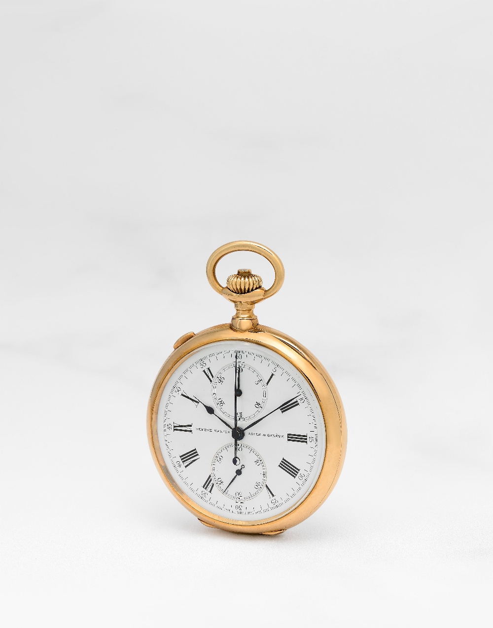 Ulysse Nardin. Belle montre de gousset &#224; cadran ouvert en or jaune 18K (750) chronographe &#... - Image 2 of 4