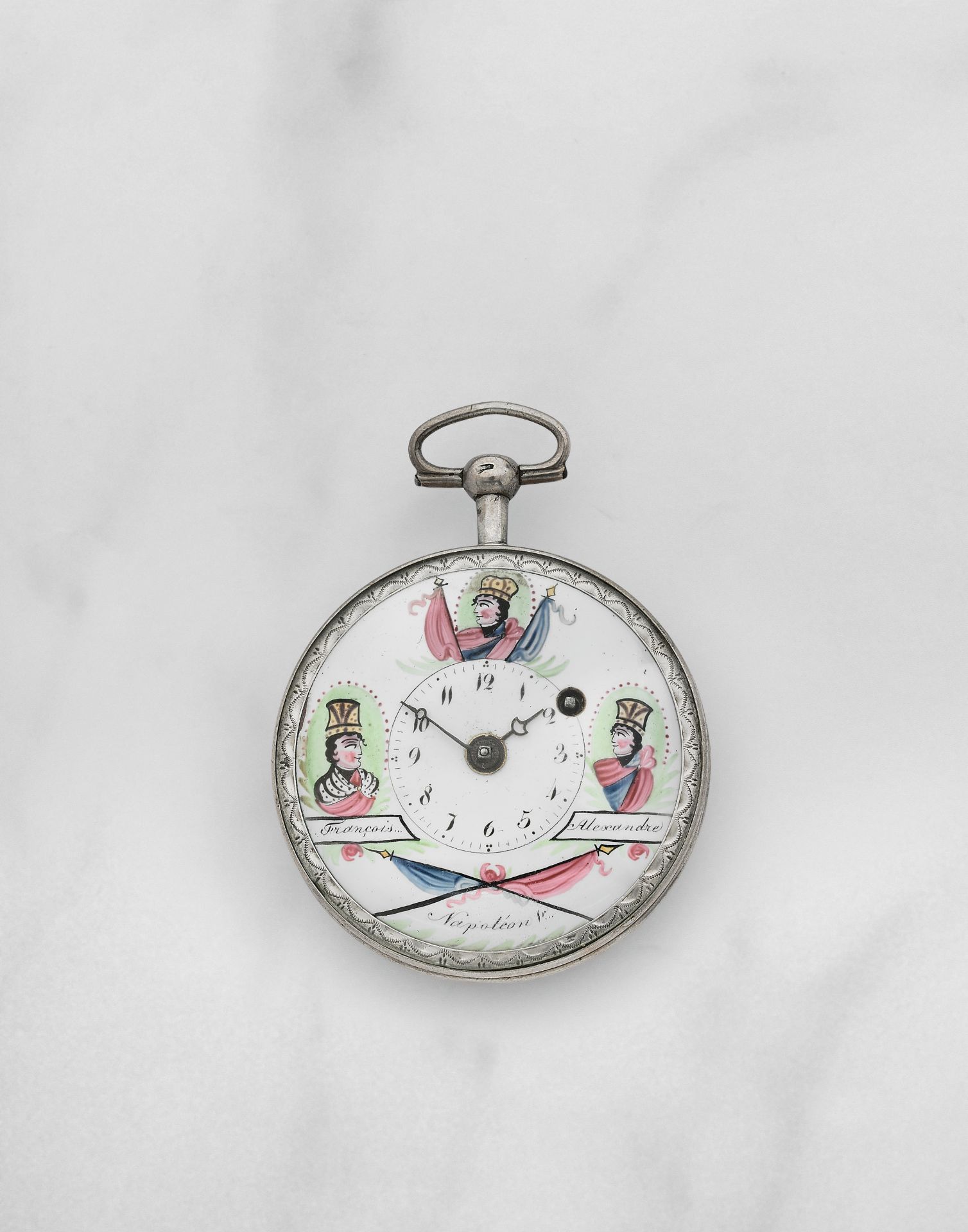 Montre de gousset &#224; cadran ouvert en argent (925) remontoir &#224; clef &#224; d&#233;cor re...