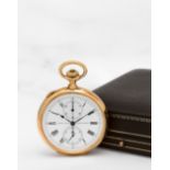 Ulysse Nardin. Belle montre de gousset &#224; cadran ouvert en or jaune 18K (750) chronographe &#...