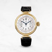 Longines. Joli chronographe bracelet mono-poussoir en or jaune 18K (750) mouvement m&#233;canique...
