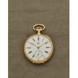 Humbert-Ramuz & Co, Chaux-de-Fonds. Grande montre de gousset &#224; cadran ouvert en or jaune 18K...