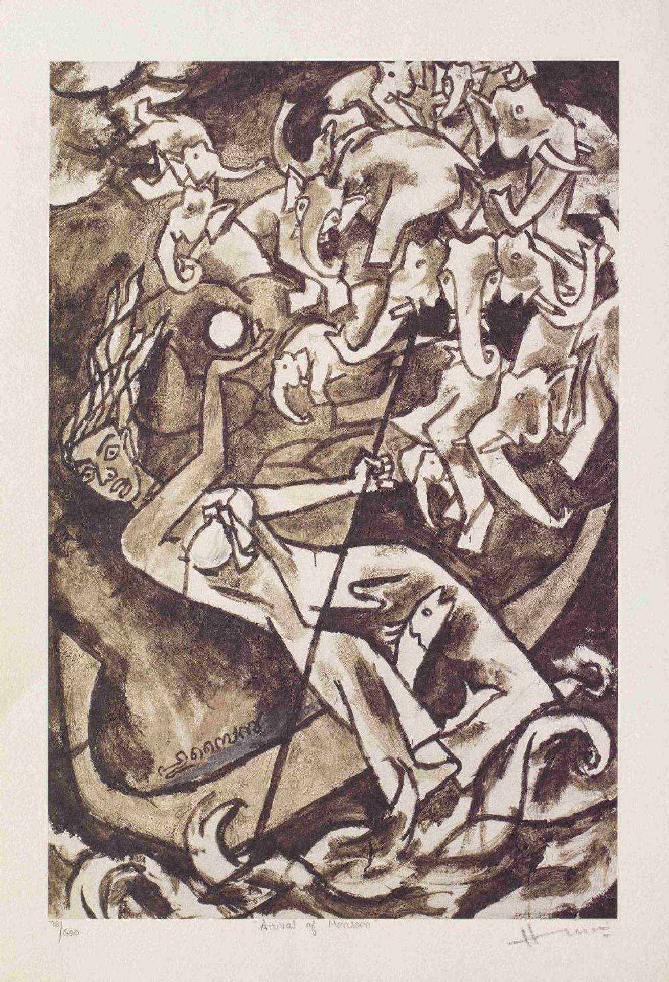 Maqbool Fida Husain (Indian, 1913-2011) Four works: Vyasa & Ganesha; Homage to Raja Ravi Verma; T... - Image 4 of 4