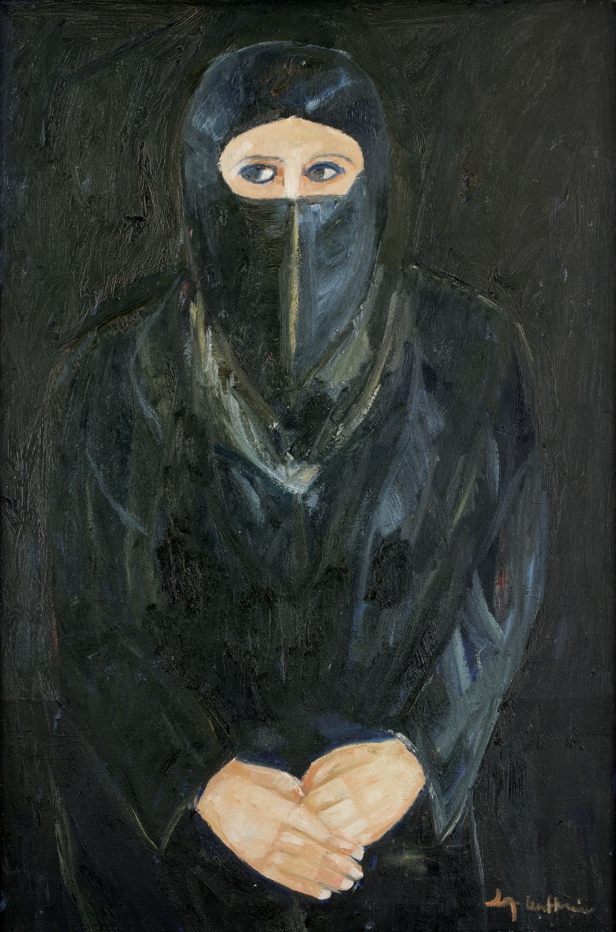 Iqbal Hussain (Pakistani, B. 1950) Untitled (Woman in a burqa)