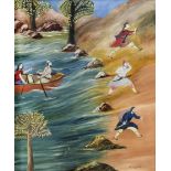 Tassaduq Sohail (Pakistani, 1930-2017) Untitled (Figures fleeing the approach of a boat)