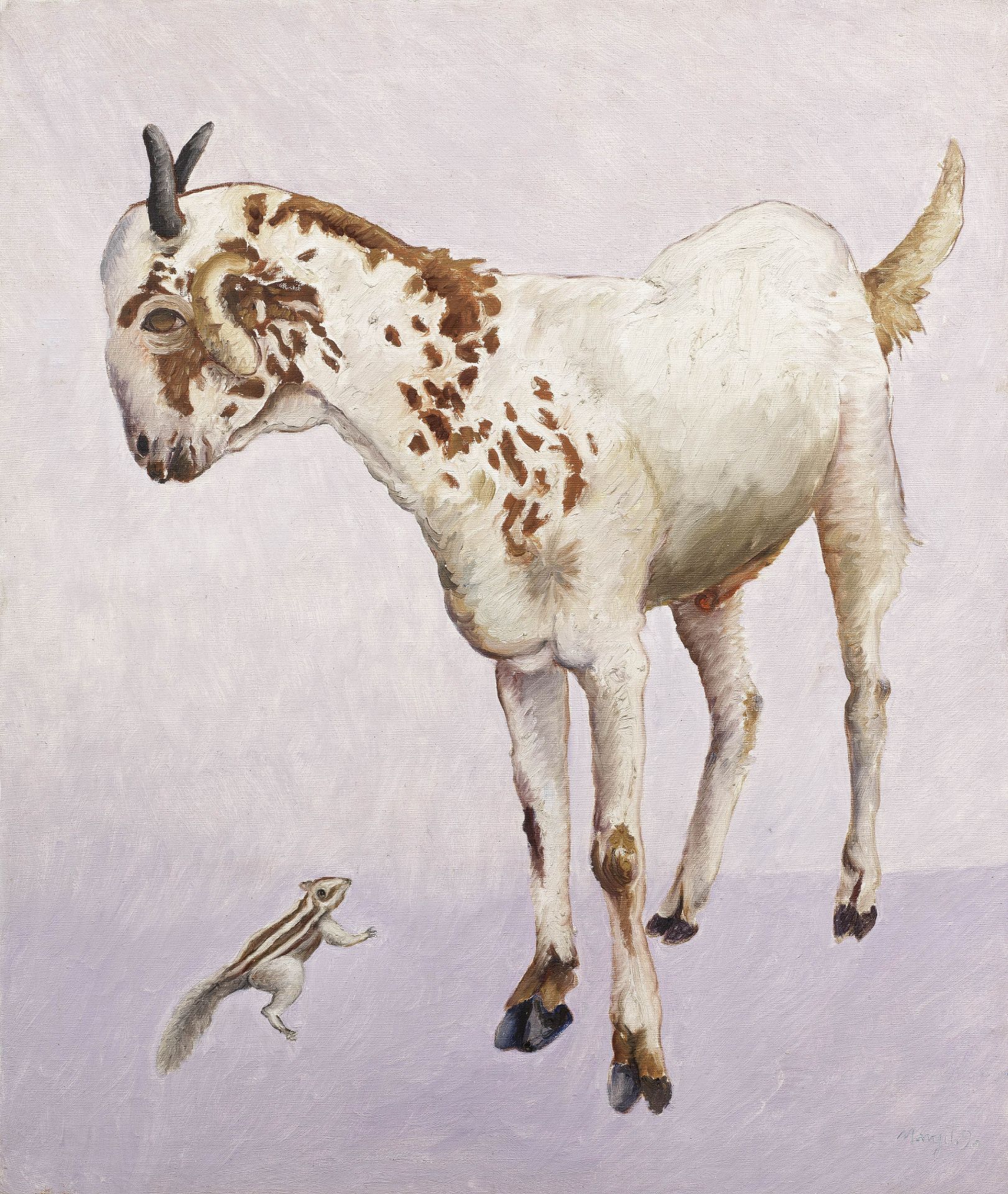 Manjit Bawa (Indian, 1941-2008) Untitled (Goat and Squirrel)