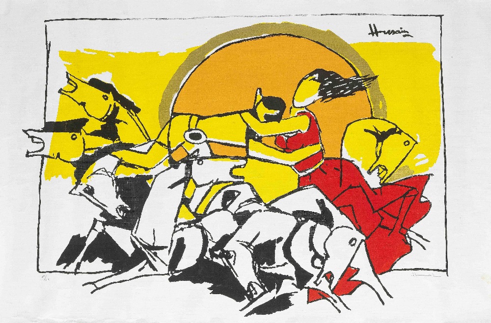 Maqbool Fida Husain (Indian, 1913-2011) Untitled (Horses with Two Figures); Untitled (Brown and B... - Image 6 of 6