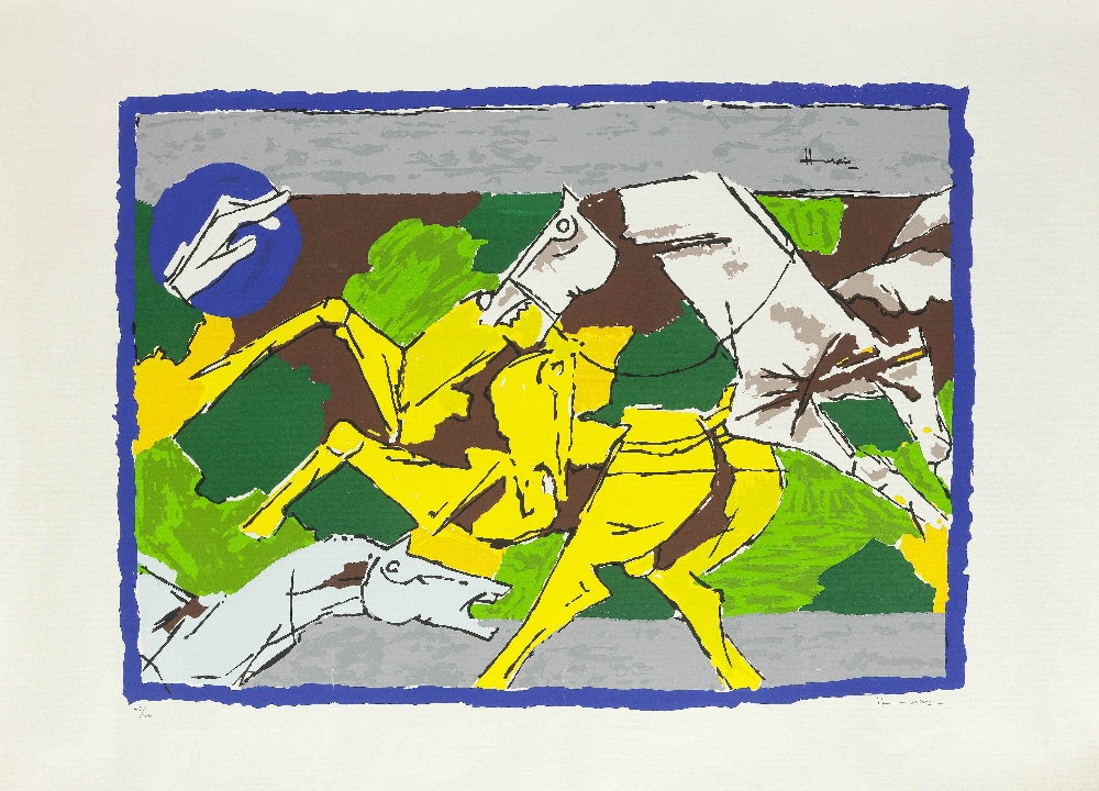 Maqbool Fida Husain (Indian, 1913-2011) Untitled (Horses with Two Figures); Untitled (Brown and B... - Image 5 of 6