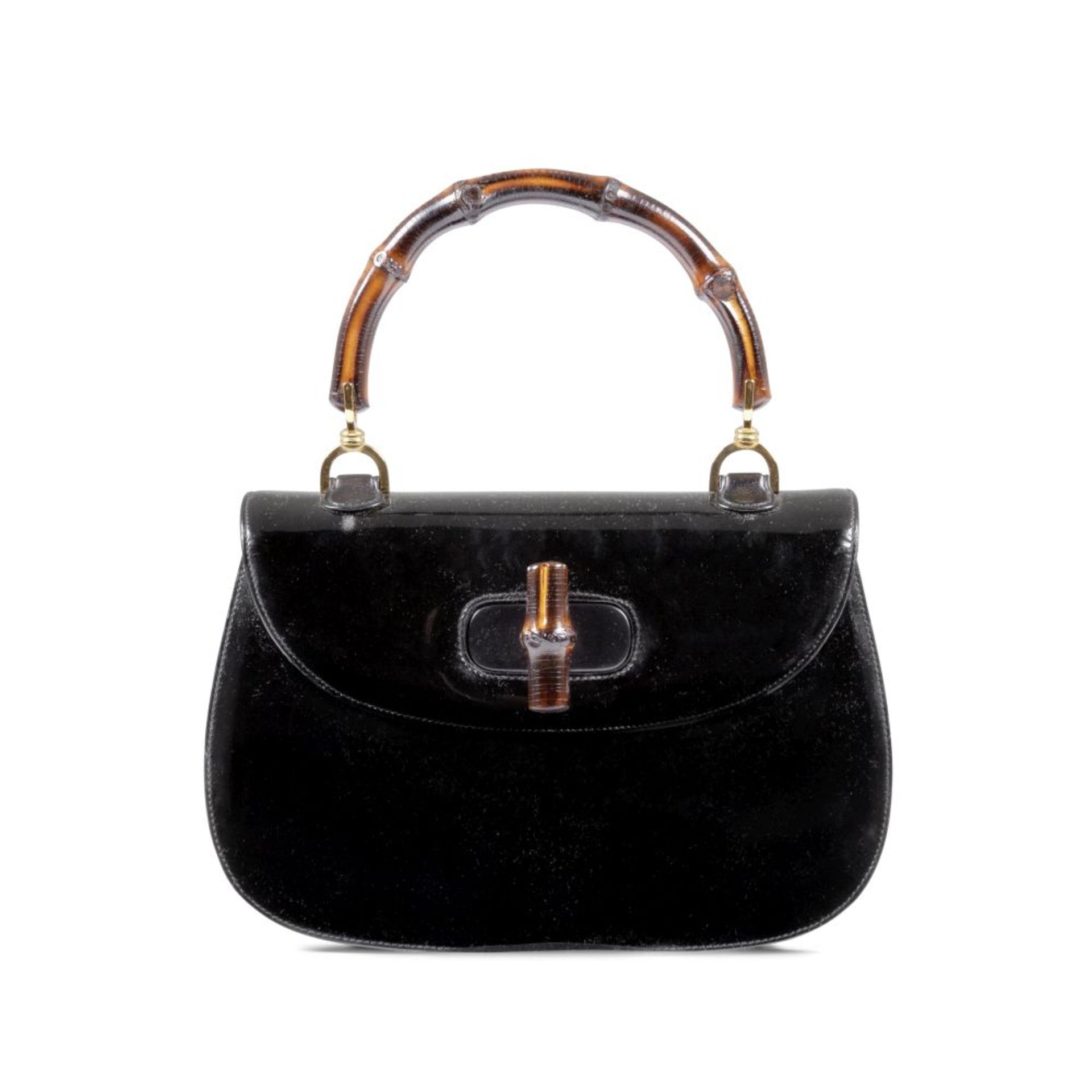 Gucci : Sac Bamboo Classique Cuir Verni Noir