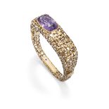 ROBERTO COIN: BRACELET AMETHYSTE ET ARGENT, 'SKYLINE'