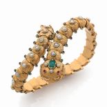 BRACELET PERLES ET EMERAUDES, 19E SIECLE