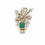 BROCHE EMERAUDES ET DIAMANTS