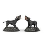 A pair of ivory-inlaid ebony mythical lions Madampe, Ceylon, dated 1848(2)