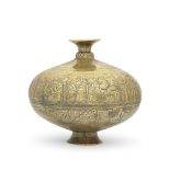 A large and finely engraved brass chambu lota Benares or Rajasthan, 18th Century