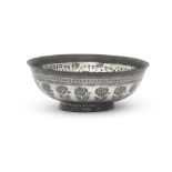 A silver-overlaid alloy bidri talismanic bowl Deccan, 18th Century