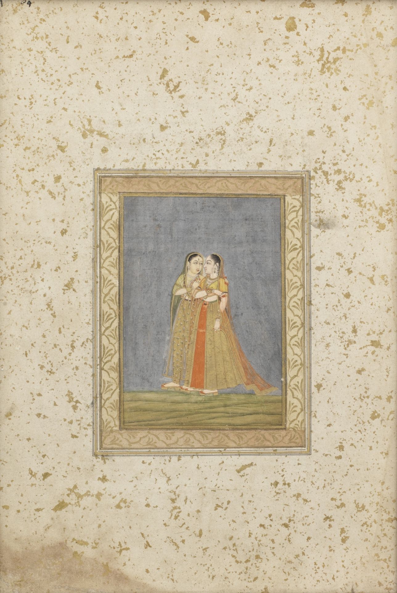 Two maidens strolling in a landscape Provincial Mughal, Deccan, late 17th Century