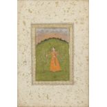 A maiden standing between two blossoming trees in a landscape Deccan, late 17th/18th Century