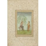 Sarang ragini: a maiden beneath a drooping willow tree, with a female musician Deccan, perhaps Hy...
