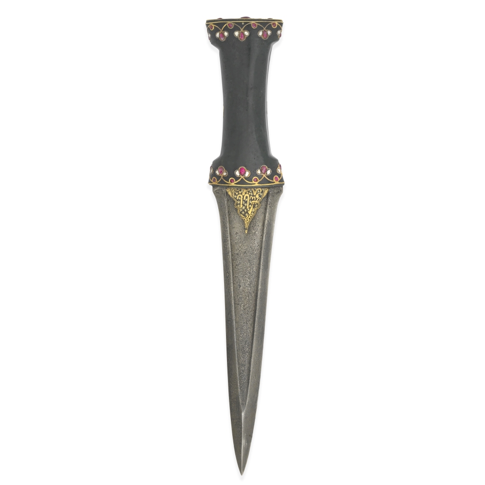 A gem-set jade-hilted steel dagger North India, 19th Century