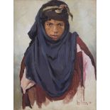 Max Moreau (Belgian, 1902-1992) Head study of a Bedouin girl