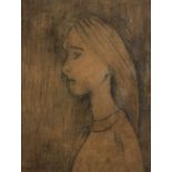 Laurence Stephen Lowry R.A. (British, 1887-1976) Head of a girl 28.5 x 22.1 cm. (11 1/4 x 8 5/8 in.)