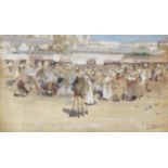 Sir John Lavery R.A., R.S.A., R.H.A. (1856-1941) Arab gathering 12.9 x 21.6 cm. (5 1/8 x 8 1/2 in.)