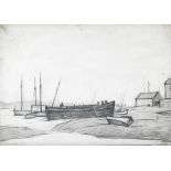 Laurence Stephen Lowry R.A. (British, 1887-1976) Boats at Rhyl 27.9 x 38.1 cm. (11 x 15 in.)