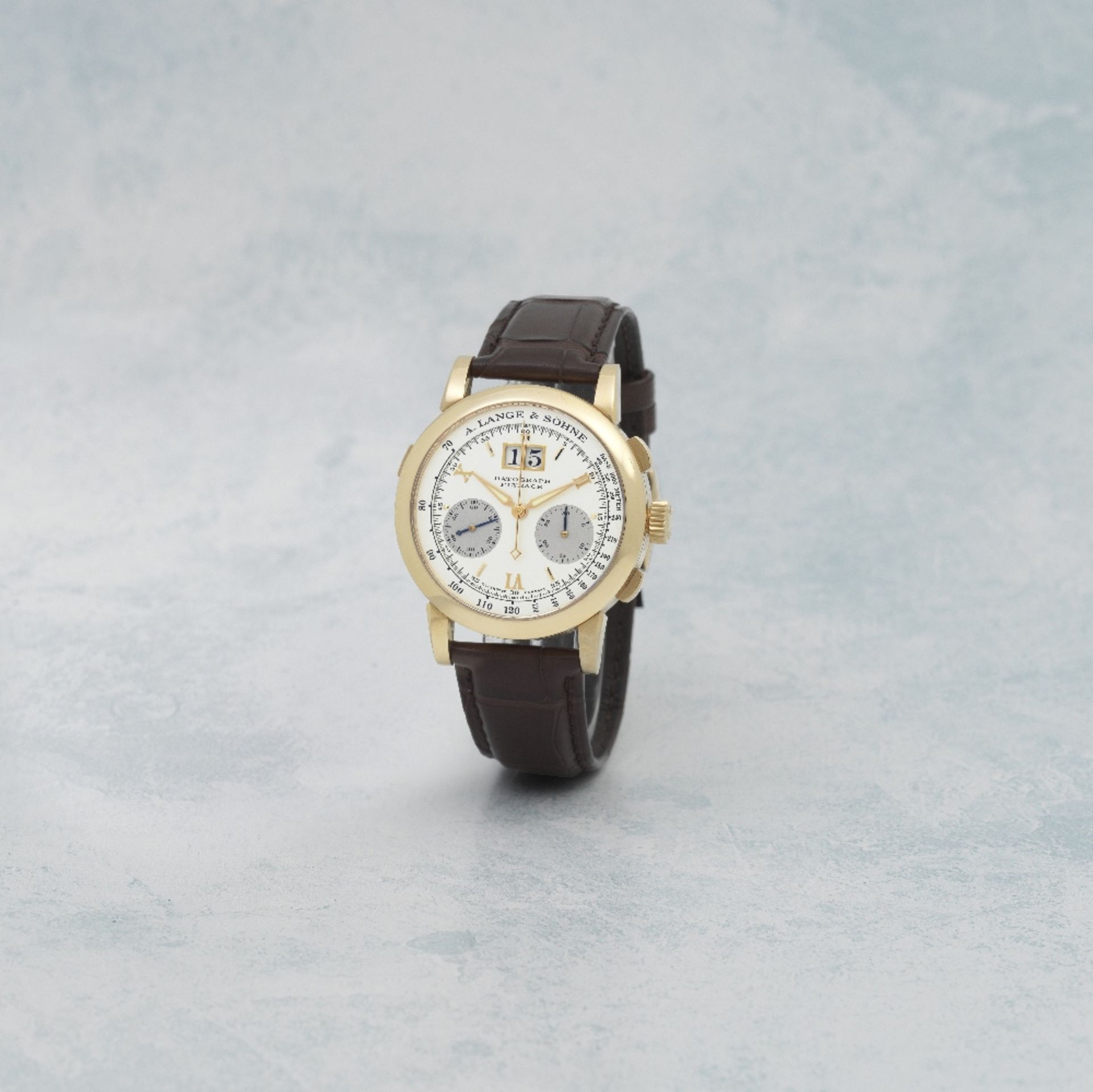 A. Lange & S&#246;hne. A fine 18K gold manual wind calendar chronograph wristwatch Datograph Fly... - Bild 2 aus 5