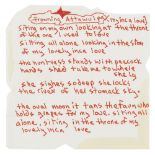 Marc Bolan: A Set Of Complete Handwritten Lyrics For 'Frowning Attawulpa [sic] (My Inca Love)', 1...