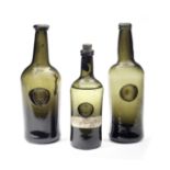 Three sealed wine bottles, circa 1780-1800