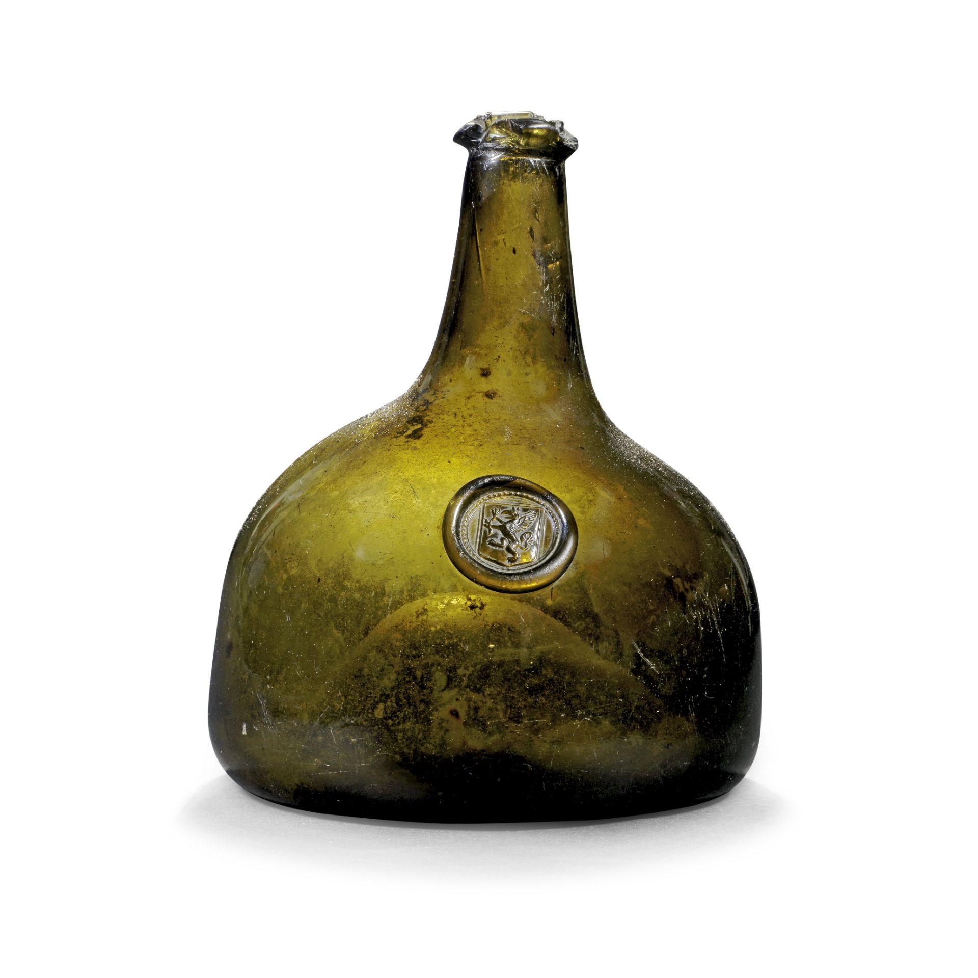 A rare sealed wine bottle, circa 1720-25