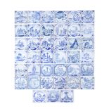 A collection of thirty-nine delftware tiles, mid-18th century