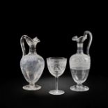 Two Stourbridge ewers and a goblet, circa 1870-80