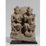 PANNEAU DE SCHISTE REPR&#201;SENTANT DEUX BODHISATTVAS ANCIENNE R&#201;GION DU GANDHARA, III/IVE ...