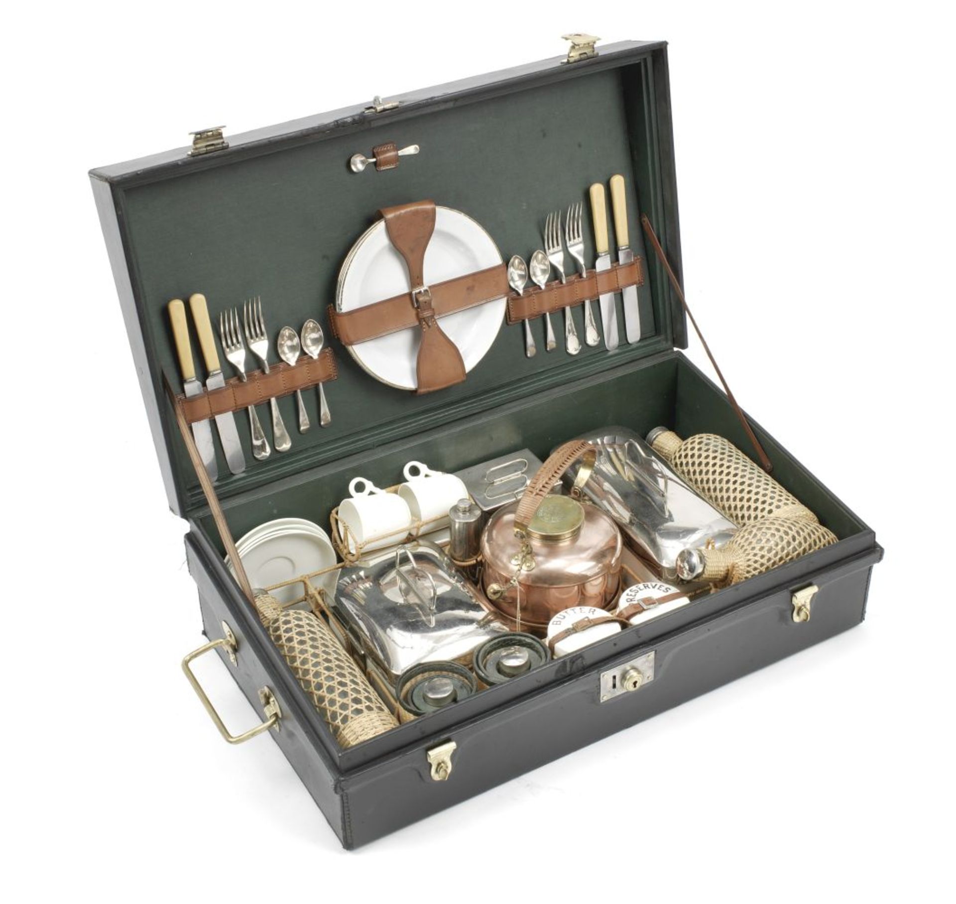 A cased picnic set for four persons by G W Scott & Sons, circa 1905,