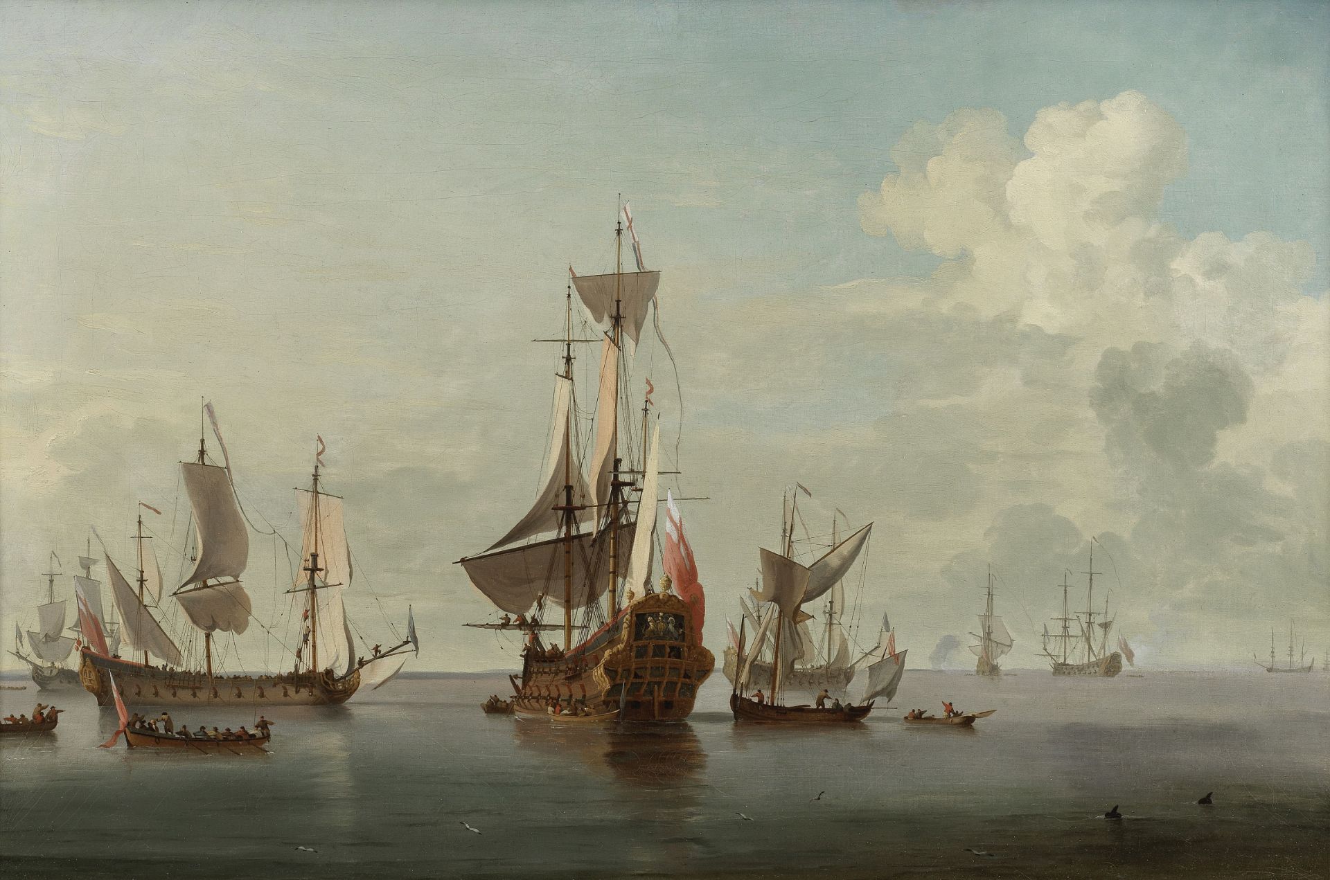 Willem van de Velde the Younger (Leiden 1633-1707 Greenwich), and Studio Calm: English ships and ... - Image 3 of 6