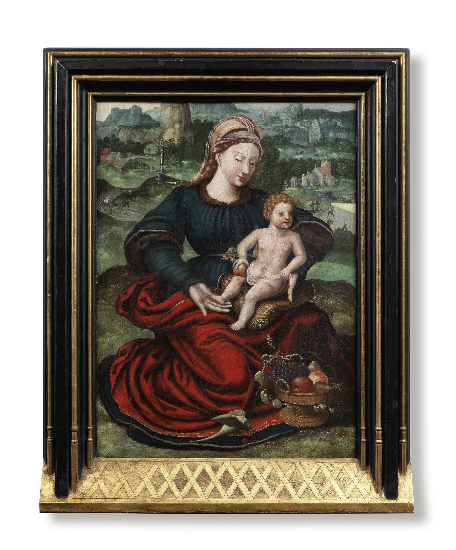 Attributed to Master of the Parrot (active Antwerp, 1525-1550) The Madonna and Child in a landscape