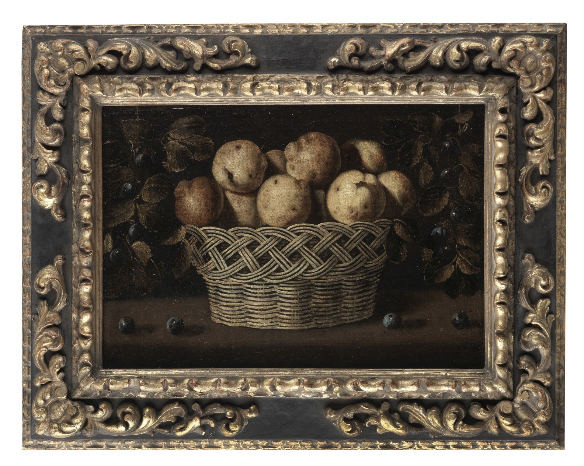 Attributed to Juan van der Hamen y Le&#243;n (Madrid 1596-1632) A still life with a basket of qui...