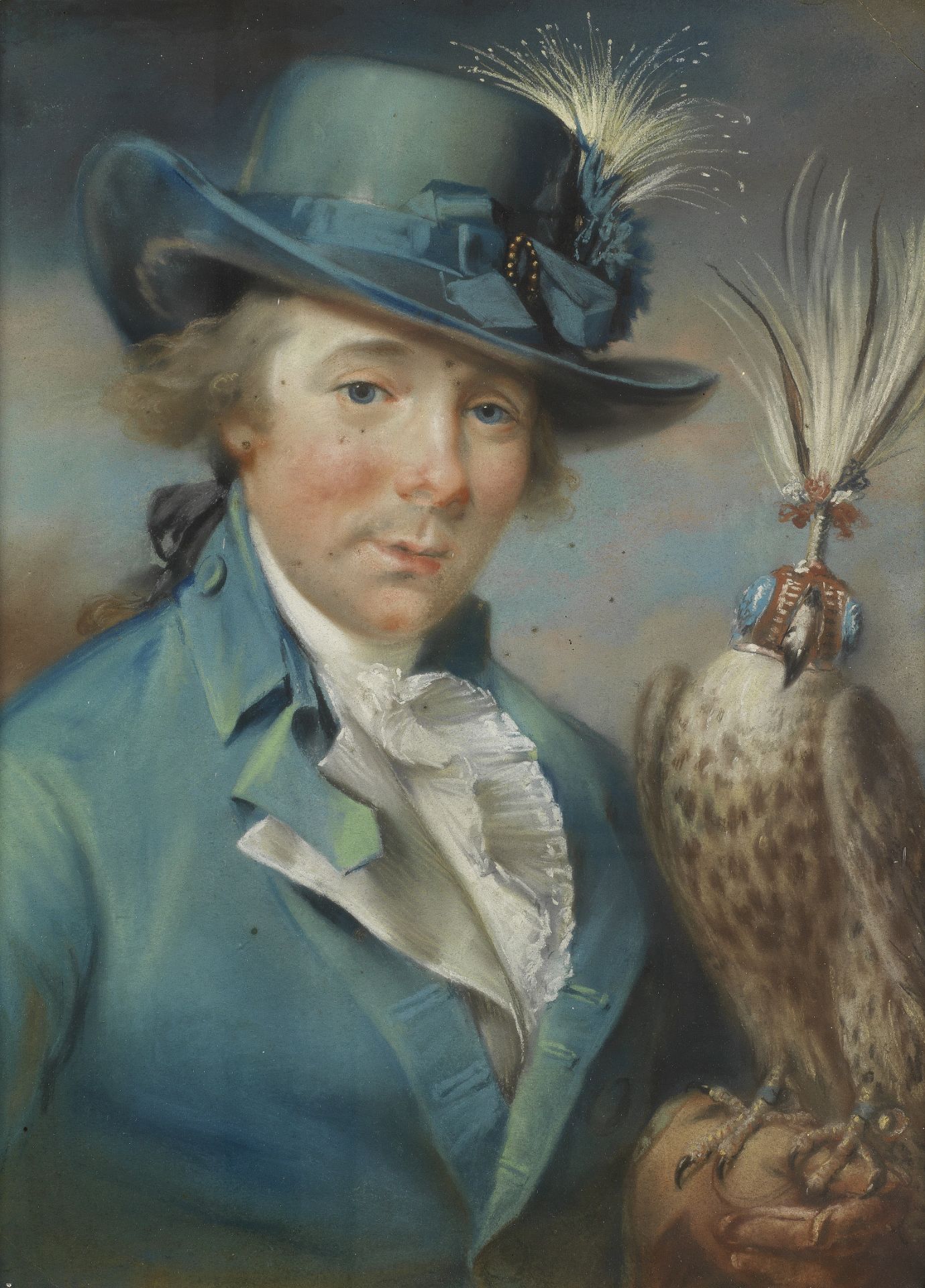 John Russell (Guildford 1745-1806 Hull) Portrait of Colonel Thornton with a hawk